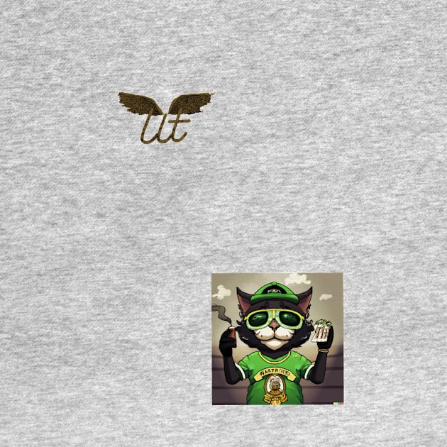 LitQ - Anime Design Cat Art smoke weed football inspired print by LitQ